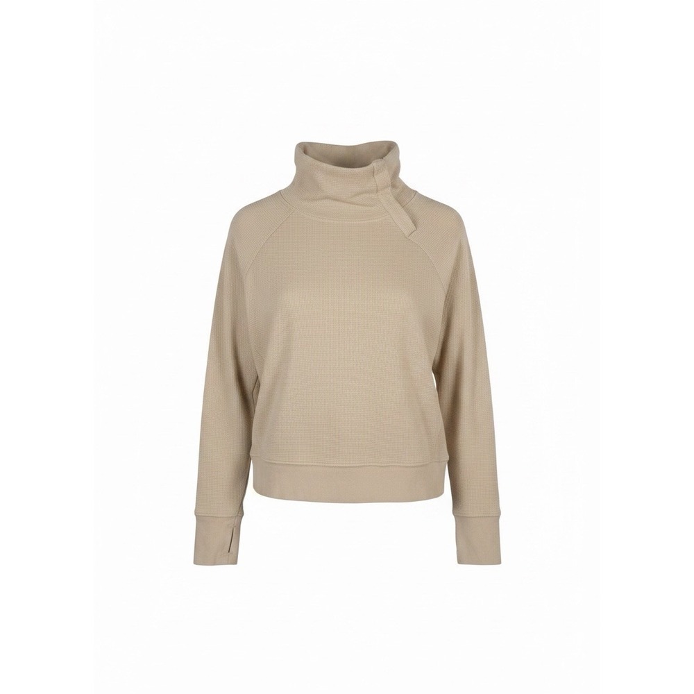 Pact Small Waffle Knit Sweatshirt Pullover Snap Oatmeal 100% Organic Cotton - Picture 2 of 13